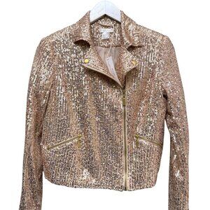 Venus Sequin Moto Jacket Blush Pink Size 2 Womens Sparkle Evening Party Disco